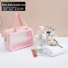 Bolsa de Cosméticos Transparente de PU Estilo Ins Viagem Grande Capacidade Fosca Banho À Prova D'água Portátil Necessaire Armazenamento Bolsa de Cosméticos