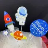 Adornos Decorativos para Pastel de Astronauta, Cohete Brillante, Topper de Planeta para el Primer Cumpleaños del Bebé, Transbordador Espacial, Figura de Astronauta
