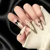 Novas Unhas Artificiais Wearable Cor Nude Transparente Gelo com Contas de Vidro para Nail Art Olho de Gato Primavera e Verão, Elegantes e Versáteis, Efeito Iluminador, Unhas Wearable Feitas à Mão