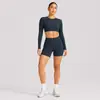 Conjunto Esportivo de Manga Curta com Costas Nuas Transfronteiriço para Mulheres com Bojos Top Fitness Roupa Esportiva ao Ar Livre Roupa de Yoga