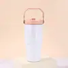 Taza de hielo minimalista transfronteriza de sublimación de 20 oz, taza portátil para coche para exteriores con pajita antibacteriana y asa, taza aislada
