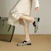 Zapatos de una sola capa para mujer de primavera y verano, zapatos nuevos de tacón cuadrado europeos y americanos, suela de goma suave, zapatos bajos, zapatos casuales de cuero de color sólido para mujer