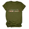Camiseta feminina redonda de manga curta, estilosa e divertida, para Amazon, Wish e lojas independentes