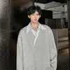 Sudadera con cuello de camisa de rayas falsa de dos piezas para hombre, otoño e invierno, camiseta elegante y sofisticada de manga larga, top estilo universitario