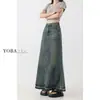 Saia Jeans Vintage Feminina Cintura Alta Verão plus size Emagrecedora para garotas cheinhas Formato Pera Saia Midi de Roda Saia Peixe