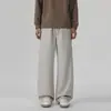 Calça esportiva larga de retalhos estilo americano, tendência, perna larga e curva para homens, nova coleção outono 2026, moletom de algodão com caimento solto em preto e cinza escuro