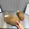 Pantuflas de Algodón 2024 Otoño e Invierno Nuevas Medias Pantuflas Suela Gruesa Para Usar Afuera Punta Deslizables Forradas de Felpa Bocken Bocken Zapatos Medias Pantuflas para Mujer