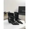 Botines de tacón alto con punta para mujer con hebilla de cinturón, negros, nuevo estilo 2026, botín elegante para pantalón, tacón grueso, bota individual versátil vintage