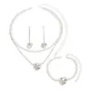 Joyería Europea y Americana Corazón de Melocotón Pedrería Collar Pendientes Pulsera Tres Piezas Moda Traje de Novia Accesorios para Vestido para Mujeres