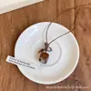 Collar Trenzado de Cuerda con Perlas de Piedra Natural para Mujer, Cadena para Clavícula de Piedra Ojo de Tigre Estilo Chino Nuevo Vintage, Accesorio Largo Colgante para el Cuello con Manchas