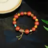 Novo Bracelete de Ágata Vermelha Natural Estilo Chinês para Mulheres, Presente de Ano de Nascimento, Pedra Olho de Gato, Bracelete Coração Puro, Contas de Transferência para Atrair Riqueza