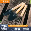 Venta al por mayor de fábrica mini traje de jardín juego de tres piezas herramienta para suculentas del hogar pala pequeña pala de pino para plantar flores en maceta