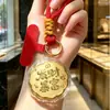 Presente para o Festival do Meio do Outono: Chaveiro de lua crescente em folha de ouro 999, corrente para celular que traz sorte, pingente para bolsa, conjunto em caixa de presente