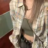 Camisa de cuadros retro americana para hombres y mujeres, adecuada para primavera y otoño, se puede usar en capas como prenda interior, camisa de manga larga, chaqueta limpia para parejas