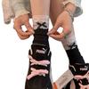 Meias Lolita Estilo Ballet com Renda, Meias Doces Femininas de Cano Médio, Versáteis Meias de Algodão Série Miu com Laço, Meias Largas