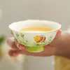 Taza de Té Blanca con Patrón de Flores de Roca Mineral Hecha en Fábrica para Mujeres, Taza Maestra de Uso Personal, Juego de Té de Cerámica Estilo Chino, Taza para Cata de Té