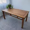 Mesa de Chá de Madeira de Ulmeiro Antiga, Mesa Ferradura Curvada na Cintura, Mesa Vintage, Escrivaninha de Madeira Natural Estilo Chinês, Mesa de Jantar, Mesa dos Oito Imortais, Mesa Quadrada, Mesa de Chá Zen