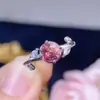 Anillo de turmalina natural puro plata de ley s925 proceso de galvanoplastia color cristalino color de fuego bueno piedra principal 6*6 mm