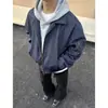 Jaqueta de voo retro americana para homens, casaco de outono com silhueta curta e caimento limpo, jaqueta de beisebol elegante com gola virada