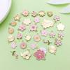 Mezcla 30 Flores Blancas con Goteo de Aceite Nuevos Accesorios de Joyería DIY Rosa Margarita Colgante Pequeño Pendientes Colgante