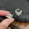 Brincos Minimalistas de Personalidade Quadrados Largos com Letras Inglesas Simples Versáteis em Prata 925