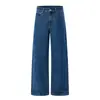 Calça jeans reta estilo retrô americano para homens, marca de moda high street, calça casual simples cleanfit de perna larga básica