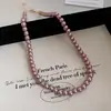 Colar de pérolas fritillary Ji sereia galvanizada a ouro real, corrente de clavícula simples francesa, colar retrô elegante e personalizado