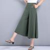 Pantalones de pierna ancha de mamá Verano Delgados de cintura alta Pantalones culotte para personas de mediana edad y mayores Pantalones de pierna ancha Pantalones de mujer de mediana edad Vestido de verano Pantalones de pierna ancha de ocho puntos