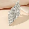 Anillo Abierto Brillante de Cristal de Alta Gama Explosiones Europeas y Americanas Anillo Geométrico de Diamante de Pedrería para Mujer