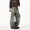 Pantalones casuales estilo americano, pantalones rectos holgados de pierna ancha para primavera y otoño, jeans de mezclilla lavada con estilo para hombre, estilo vintage moderno de alta calle