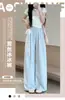 Pantalones de Hielo de Encaje Nuevos de Verano 2025 para Mujer Modernos Casuales Versátiles de Pierna Ancha Elásticos Holgados de Cintura Alta Diseño Adelgazante