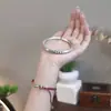 Joyería Hecha a Mano Yunyue Cabeza Redonda Tres Peonías Pequeñas Completamente Hecho a Mano Plata de Ley 999 Pulsera Simple de Moda