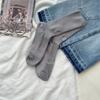 Meias de comprimento médio cinza estilo balé femininas primavera e outono meias brancas laço bordado pilha meia estilo blogueira famosa da internet meias femininas