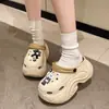 Zapatos con Agujeros para Mujer Tacón de 10CM DIY Ropa de Exterior de Verano Suela Gruesa Zapatos de Jardín Pantuflas Gruesas con Punta Cerrada