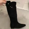 Botas largas retro para mujer, nuevo estilo otoño 2026, de caña alta, versátiles de doble uso, con aumento de altura y diseño plisado, también conocidas como botas de montar