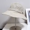 Chapéu de pescador respirável e versátil de aba larga com proteção solar para mulheres, novo estilo casual de verão, chapéu bucket que afina o rosto, chapéu de tecido para proteger do sol