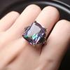 Joyería Transfronteriza Anillo de Topacio Imitación Colorido Estilo Celebridad Europeo y Americano Anillo de Diamantes Arcoíris Colorido Anillo de Diamantes Cuadrado Boca Viva