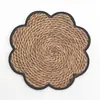 Mantel individual tejido a mano con flor de paja tejido, aislamiento térmico, alfombrilla anti-quemaduras para tazón, posavasos, mantel para mesa de comedor del hogar, antideslizante, resistente a altas temperaturas, alfombrilla para platos