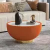 Mesa de café redonda de piedra, Lujo ligero, estilo italiano moderno, minimalista para apartamentos pequeños, uso doméstico, combinación moderna y creativa