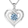 Collar Cruzado Europeo y Americano Corazón Eterno Plata de Ley s925 Doble Corazón Femenino Doce Piedras de Nacimiento Moda Colgante Versátil