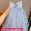 Presilha de Cabelo Infantil para Meninas, Laço de Coroa, Presilha com Borda de Véu, Acessório de Cabelo de Princesa Bordado Estilo Coreano