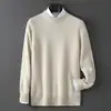 Suéter de lã com gola redonda espesso transfronteiriço masculino 100% lã pura folgado casual suéter pulôver manga longa cor sólida camada de base