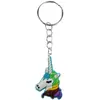 Colgante de Unicornio Lindo Dibujo Animado Caballo Pequeño Llavero de Bolsa Adorno Colgante PVC Goma Blanda Decoración de Llavero Colgante Pequeño