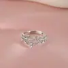 Anillo de corona de diamantes de nuevo estilo para mujer, con un diseño único, patrón de encaje de diamantes hueco, anillo personalizado para el dedo índice