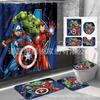 Popular Série Marvel Transfronteiriça Impressão Digital Poliéster Impermeável e à Prova de Mofo Cortina de Chuveiro Conjunto de Quatro Peças Venda Direta da Fábrica