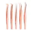 Pinzas para Pestañas Postizas Personalizadas Color Oro Rosa, Pinza para Extensiones de Pestañas Mei Jie Shi, Pinza de Delfín Chapada en Oro, Pinza de Pluma Dorada, Pinzas Mei Jie