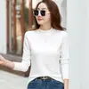 Camiseta interior de manga larga para mujer, cuello alto medio con forro polar de otoño e invierno, modal, color liso, elegante, versátil, terciopelo fino
