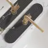 Alfombrilla para grifo de fregadero de cocina, Bandeja larga de piedra de tierra de diatomeas de secado rápido, Almohadilla absorbente, Protector contra salpicaduras para grifo de encimera de baño