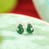 Joyería Yuebao Plata Esterlina S925 Chapado en Oro Jade Vintage Estilo Nacional Folk Aretes de Calabaza Moda Nacional Personalizados Versátiles