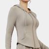 Casaco de roupas de ioga feminino com bolso com zíper slim-fit com capuz Top esportivo ao ar livre Corrida ao ar livre Treinamento Roupas de ginástica com capuz